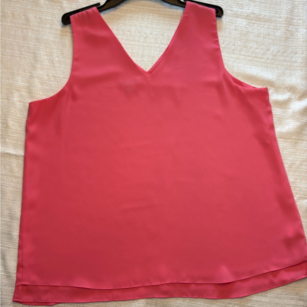 Ann Taylor Vibrant Pink V-Neck Tank Top